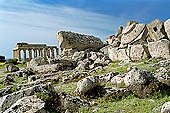 Selinunte the temple hill. Temple ruins crushed to the ground, like a fantastic work of art 